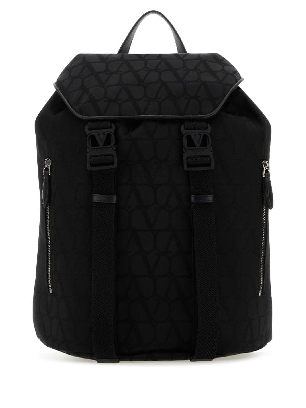 V Logo Buckle Drawstring Backpack