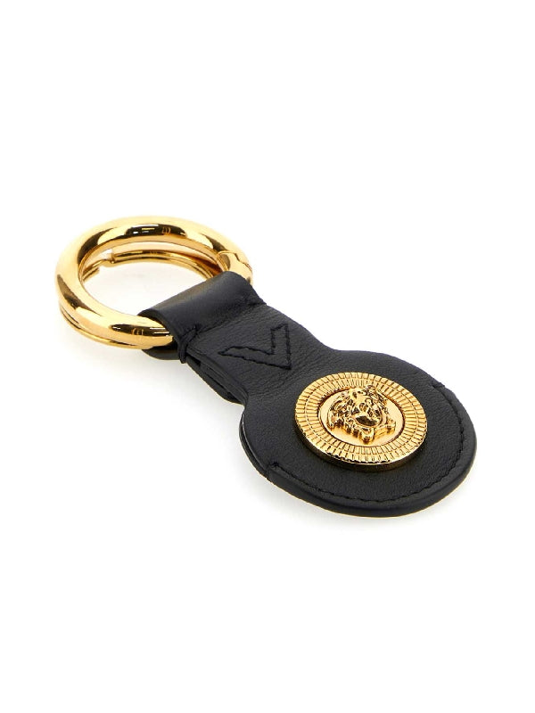 Medusa Accent Leather Charm Key Ring