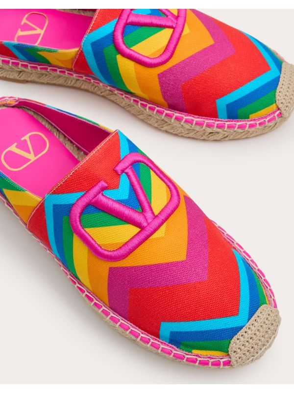 V Logo Multicolor Espadrille Mules