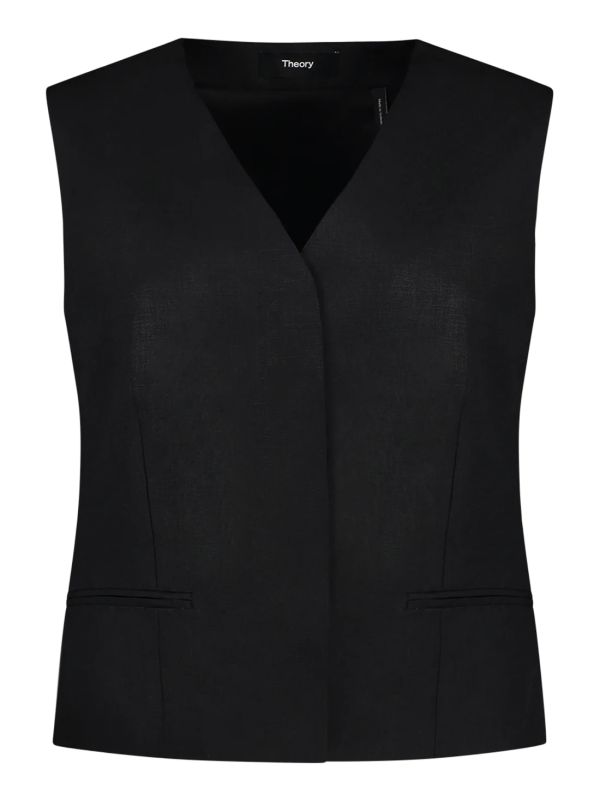 Black Slim Linen Vest