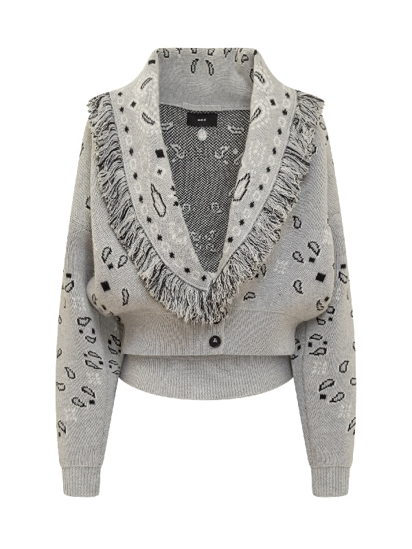 Bandana Jacquard Fringe Wool Blend
  Cardigan