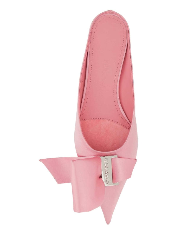 メタルロゴ ボウアクセント ミュールサンダル