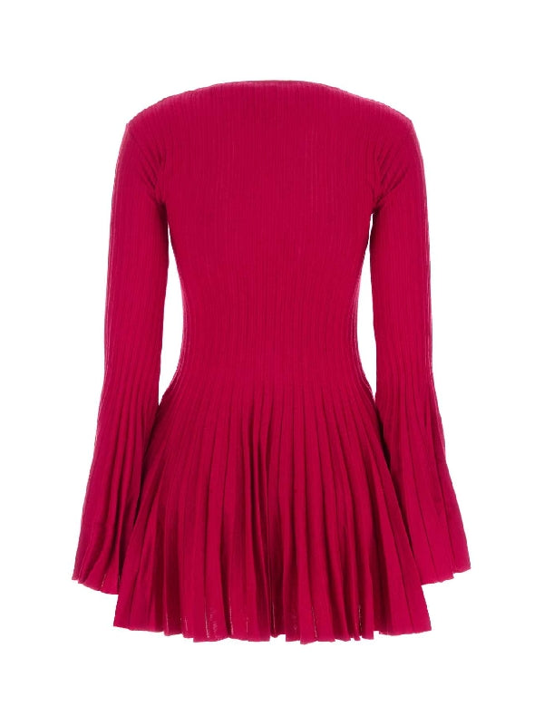Cutout Flare Wool Knit Dress