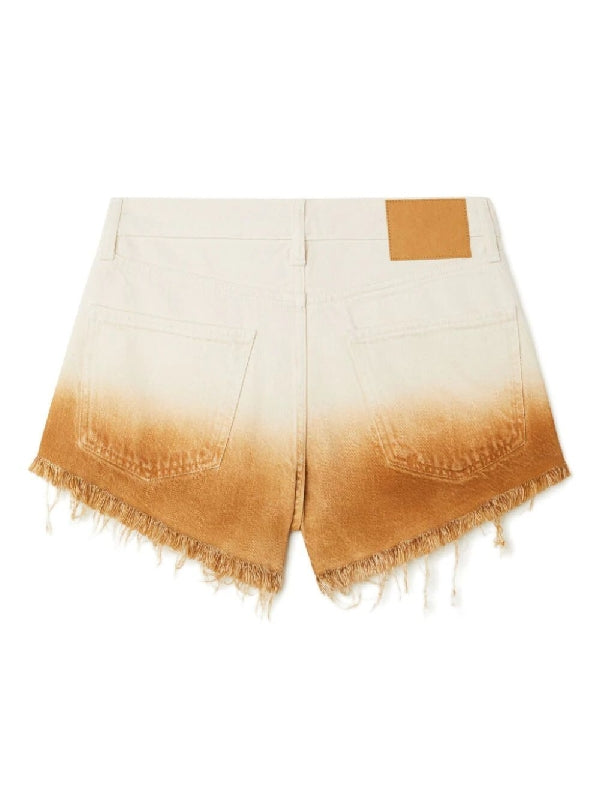 Gradient Fringe Denim Shorts