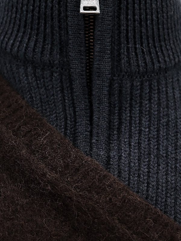 Alpaca Wool Layered Half-zip Knit Vest