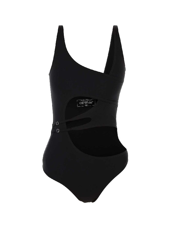 Asymmetric Cutout Buckle Swimsuit