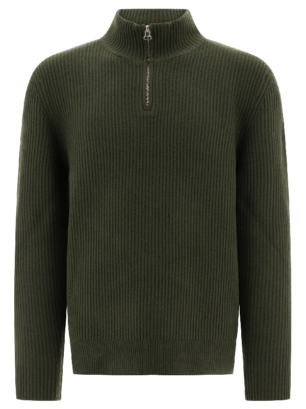 Alex Half Zip Wool Rib Knit