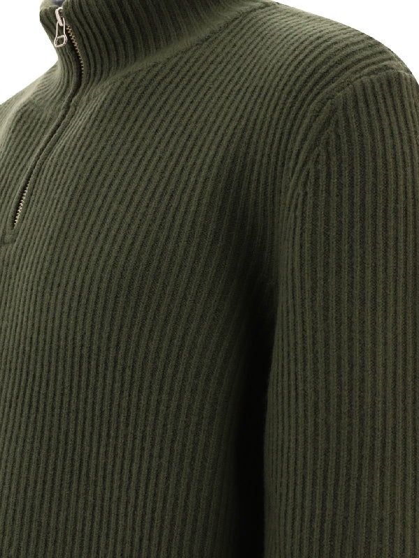 Alex Half Zip Wool Rib Knit