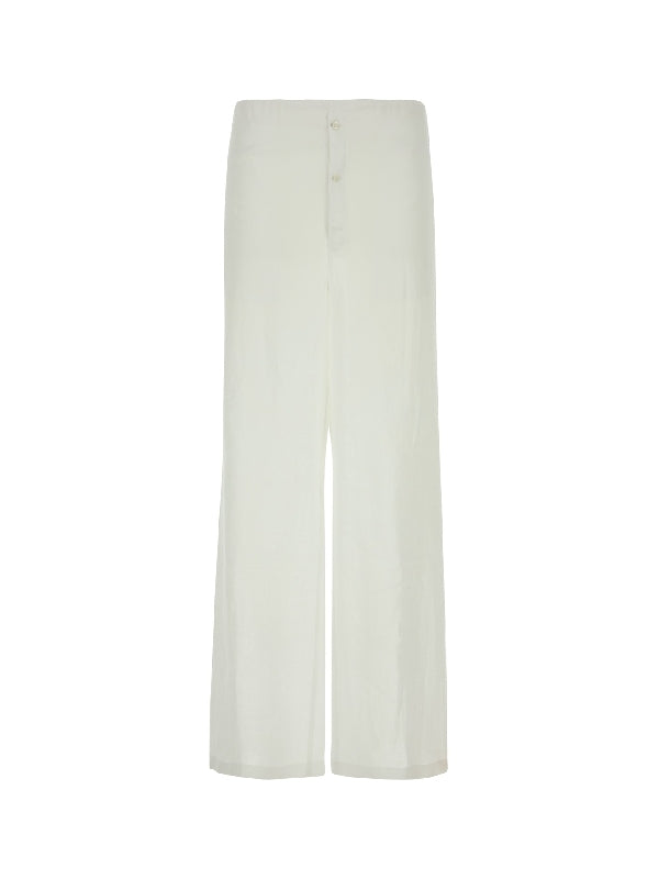 White Linen Wide Pants