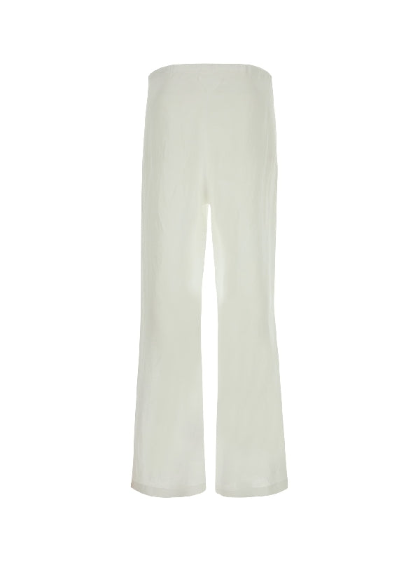 White Linen Wide Pants