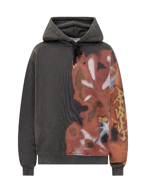 Graffiti Print Drawstring Hood