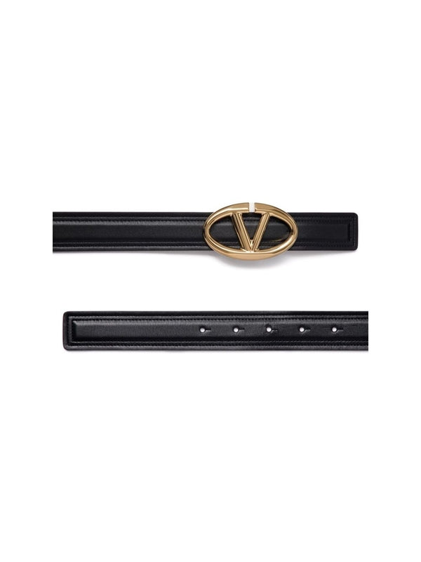 V Logo Leather Belt