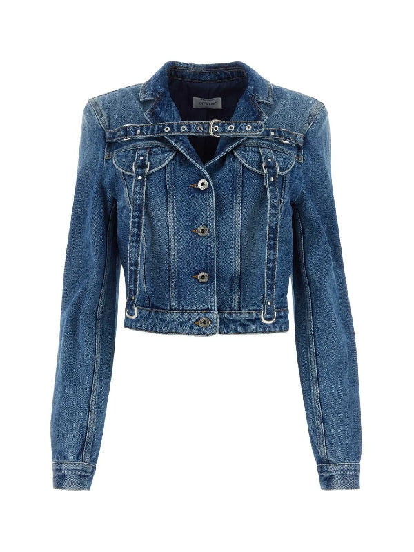 Belt Strap Accent Denim Jacket