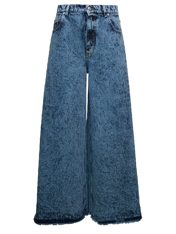 Wide Washing Low-Cut Denim Pants