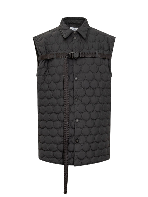 Buckle Accent Quilted Vest Jacket