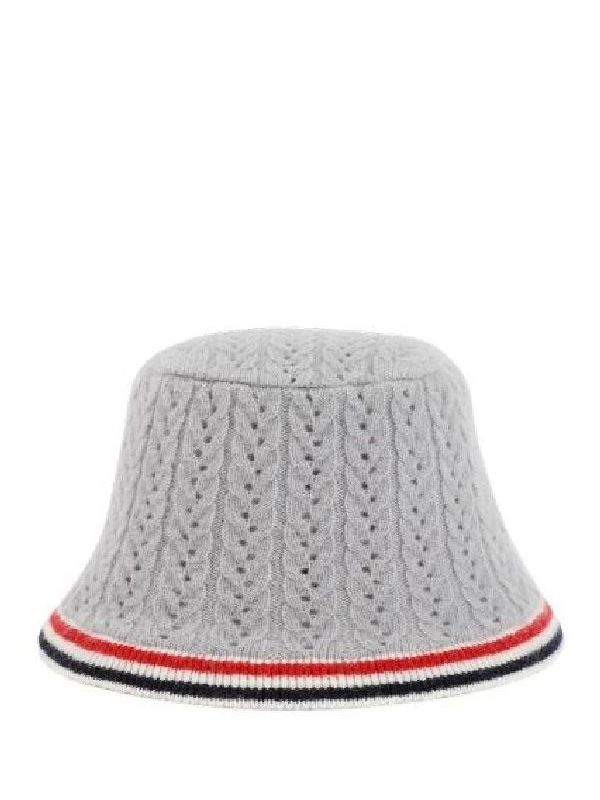 RWB Stripe Trimming Cable Knit Bucket Hat