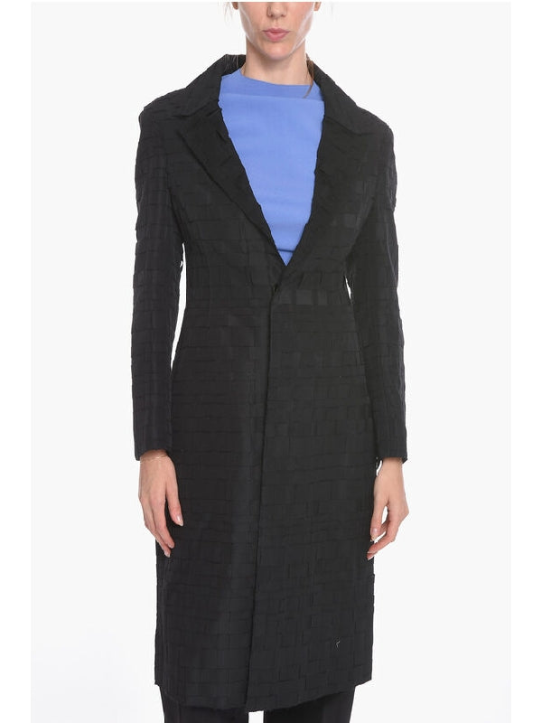 Wool Silk Intrecciato Pattern Long Coat