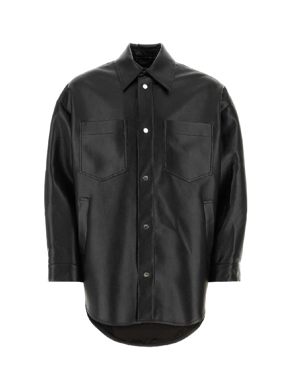 Vegan Leather Button-up Shirt