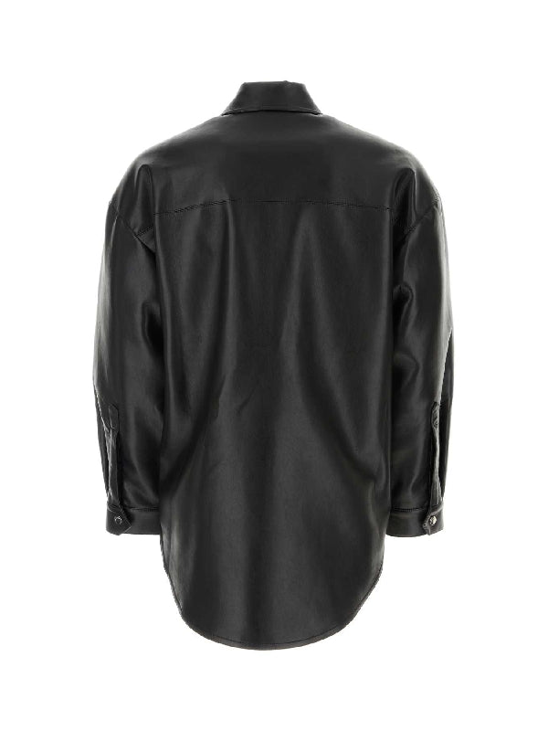 Vegan Leather Button-up Shirt