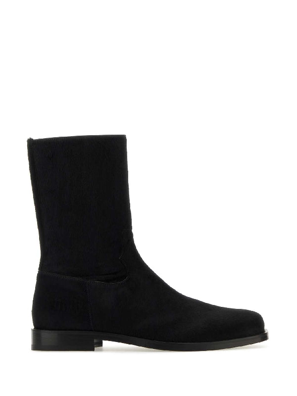 Black Calf Hair Ankle Boots