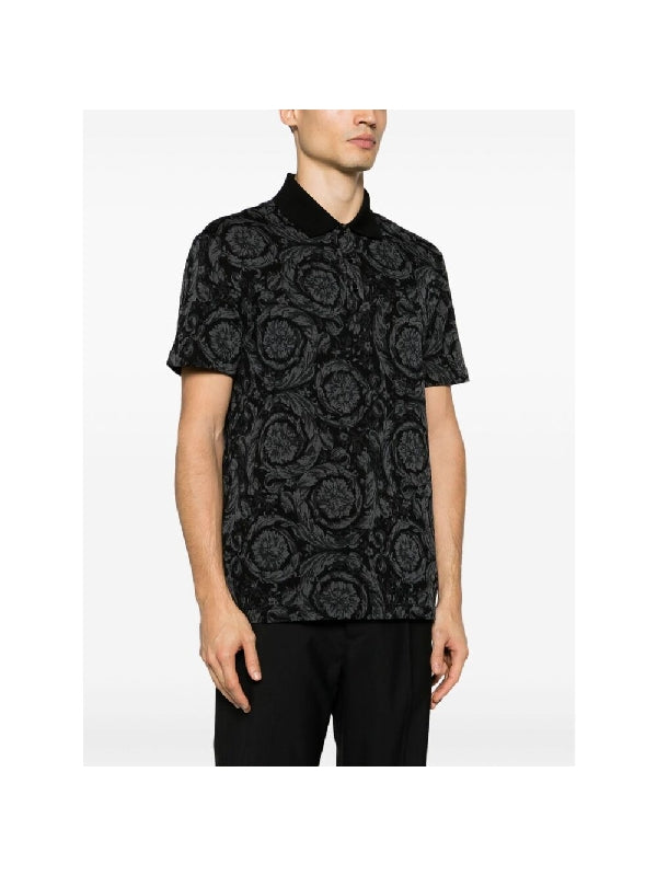 Barocco Jacquard Cotton Polo Shirt