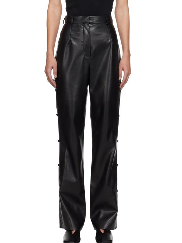 Felina Side Button Faux Leather Pants