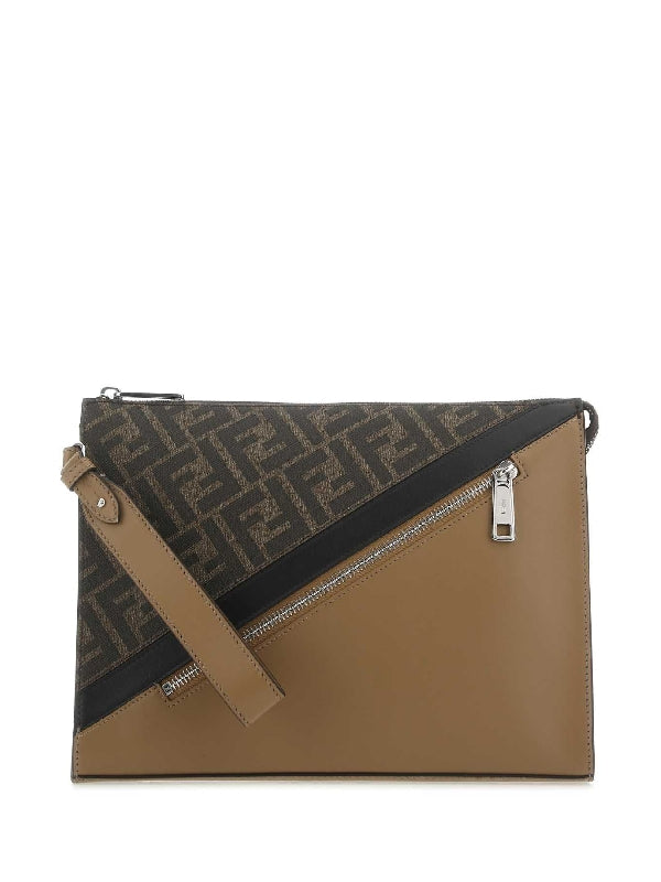 FF Leather Fabric Clutch