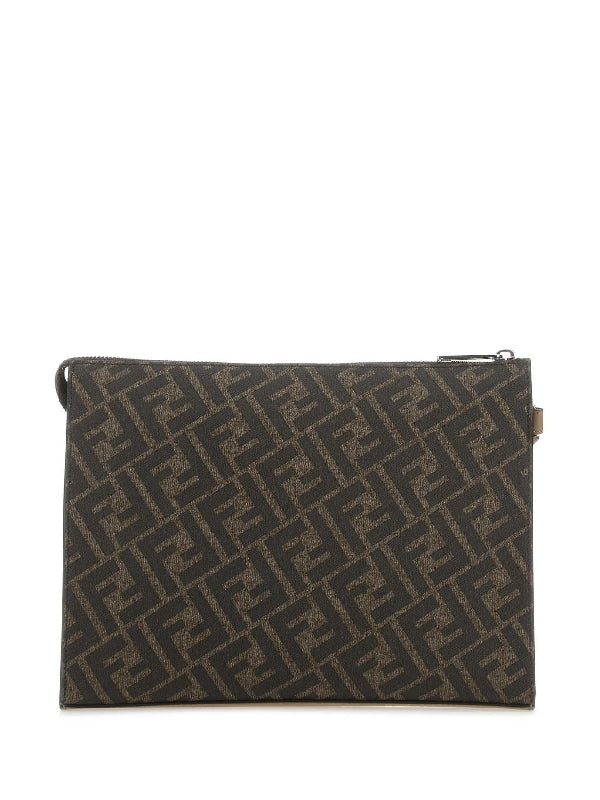 FF Leather Fabric Clutch