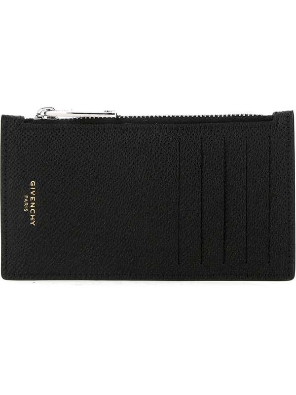 Black Logo Zipper Card Wallet