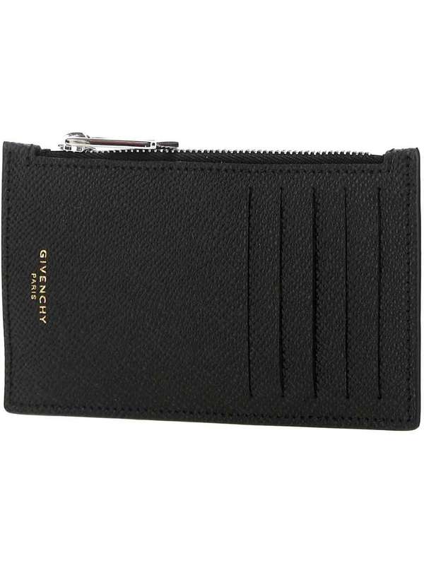 Black Logo Zipper Card Wallet