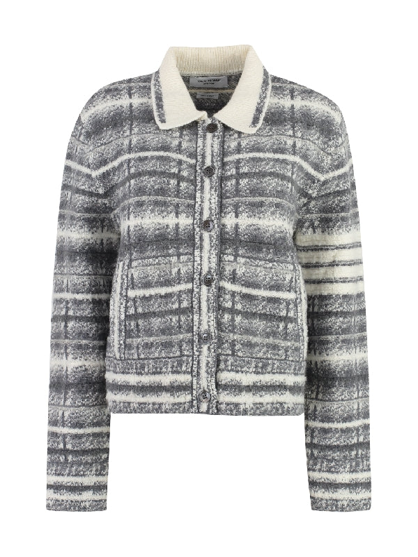 4-Bar Button Collar Cardigan