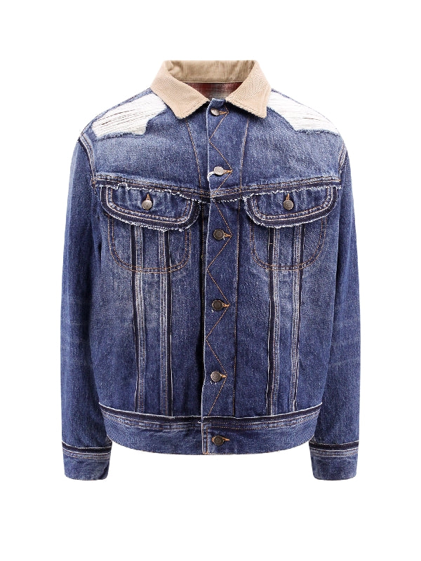 Back Stitch Distressed Denim Jacket