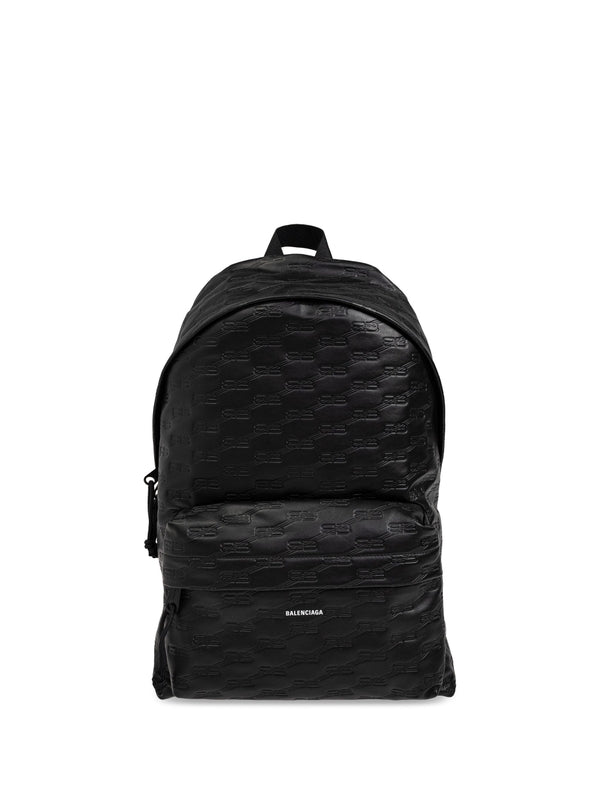 BB Logo Embossing Leather Backpack