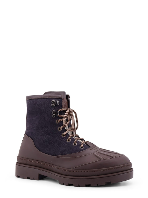 Two-Tone Leather Lace-Up Boots