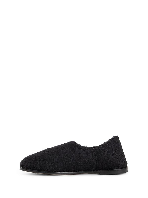 Black Mohair Flat Loafers