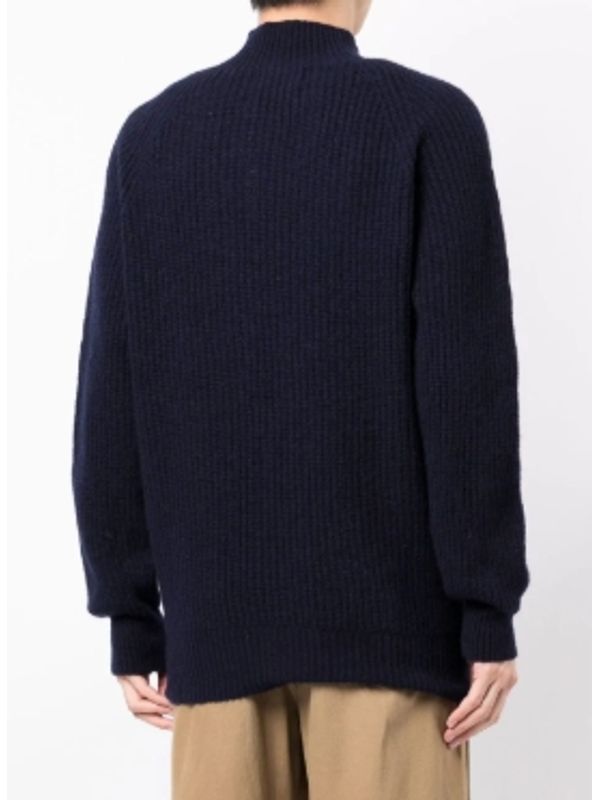 Mock Neck Ribbed Wool Knit