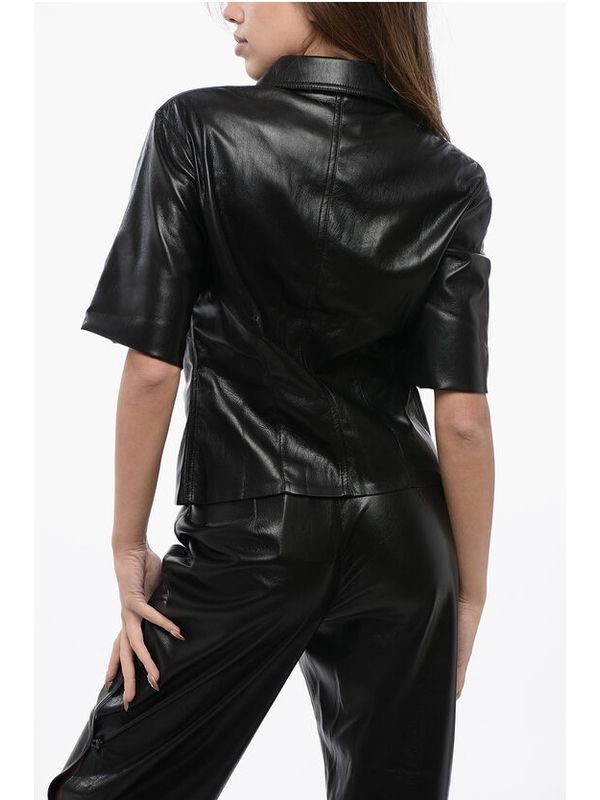 Sabine Faux Leather Short-sleeve Shirt