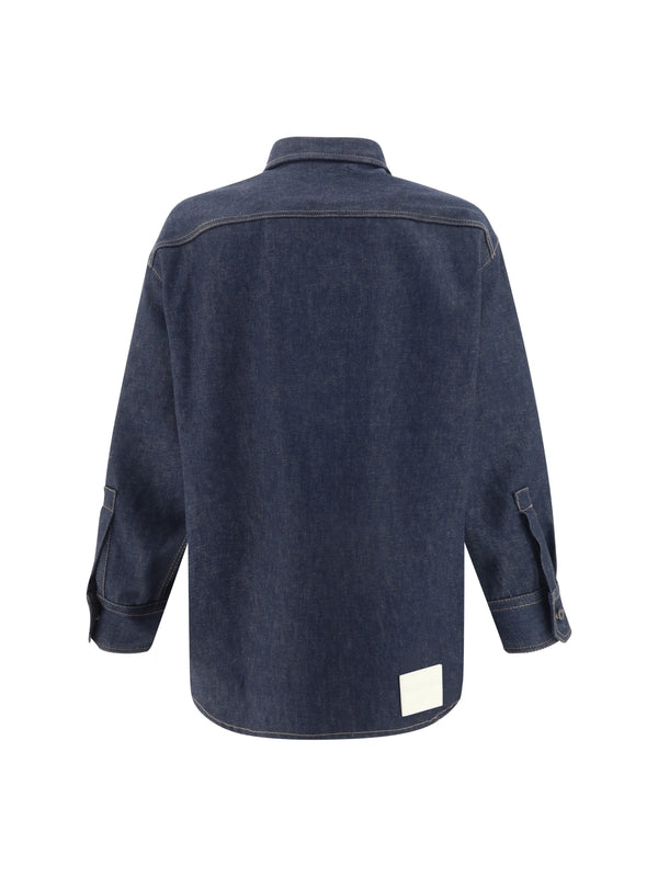 后背徽标贴片牛仔衬衫夹克