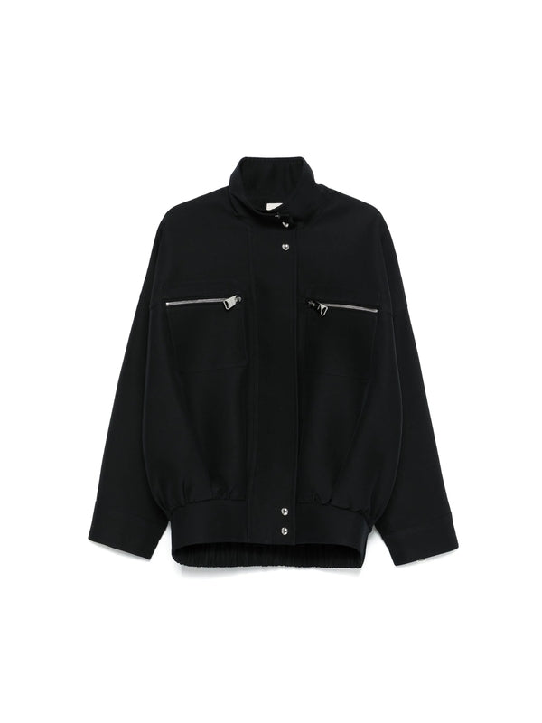 Ayman High Neck Wool Blend Bomber Jacket