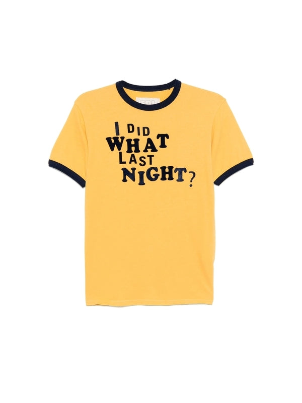 Slogan Jacquard Ringer Cotton Short Sleeve T-shirt