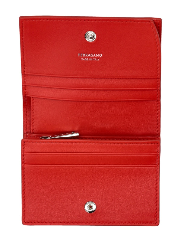 FERRAGAMO - Double Gancini Detail Leather
  Wallet - Jente