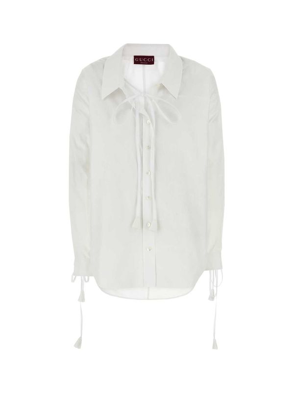 Tie Cotton Flower Jacquard Shirt