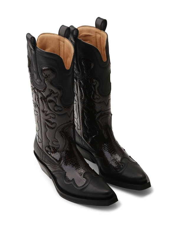 Western Detail
  Leather Mid Boots