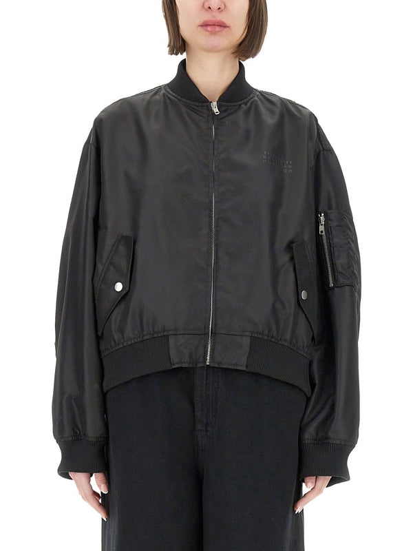 Back Stitch Nylon Bomber Jacket