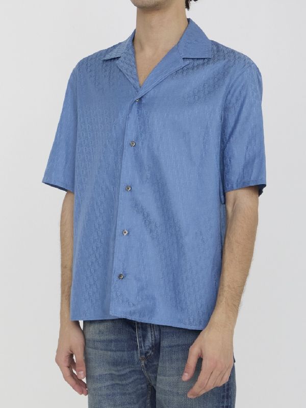 Allover Logo Silk Short-Sleeve Shirt - Jente