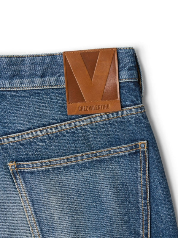 Back Logo Patch Washed Cotton
  Denim Pants