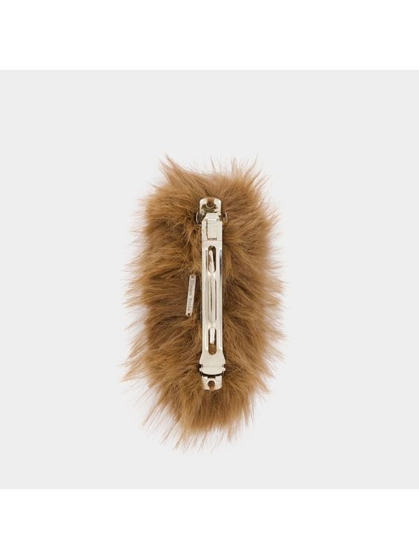 Crystal Embellished Faux Fur Hairpin