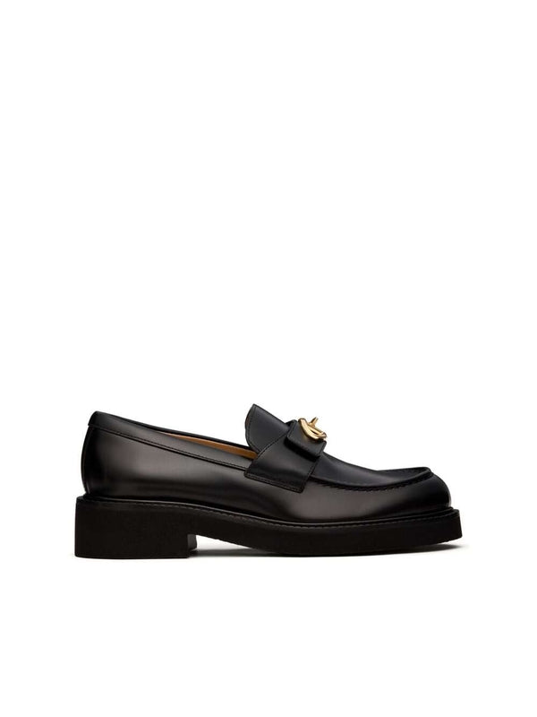 V Logo Leather Loafer