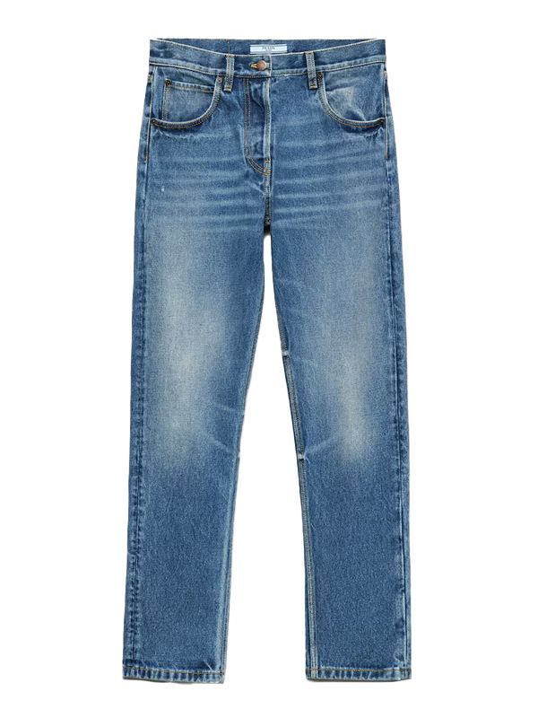 Back Logo Patch Straight Denim Pants