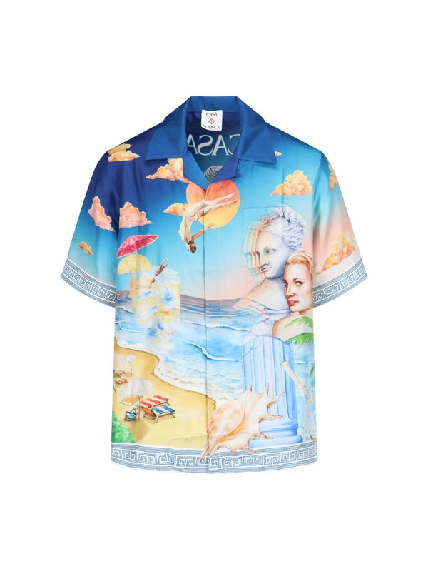 Allover Printing Silk Short Sleeve Shirt